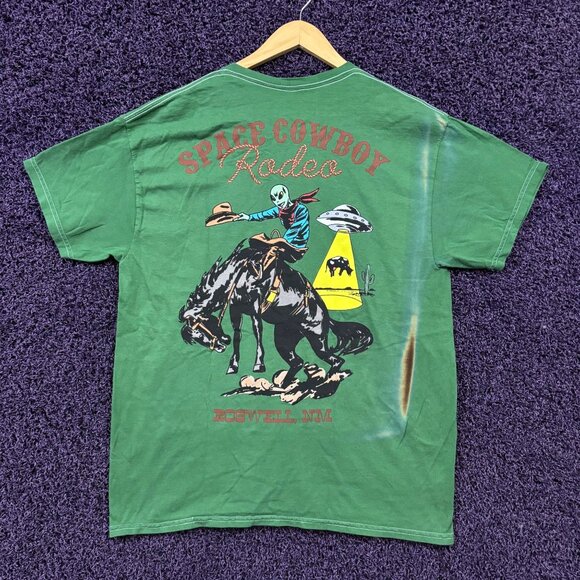 Space Cowboy Alien Rodeo Roswell UFO Strange Daze T-Shirt L - Picture 1 of 5